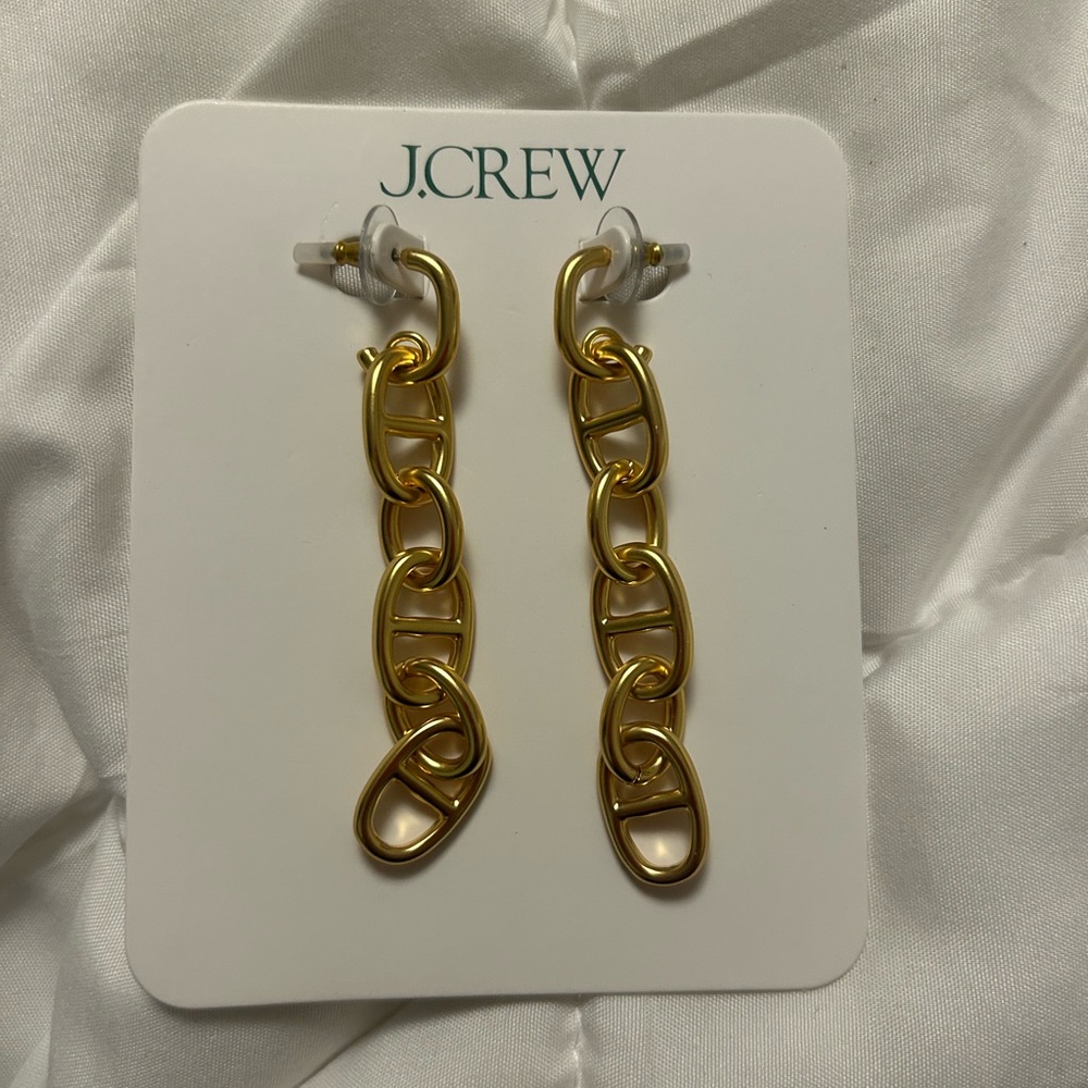 New J. Crew gold link earrings